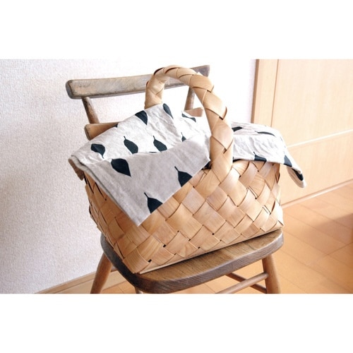 キッチンタオル 綿 麻 リネン リーフホワイト