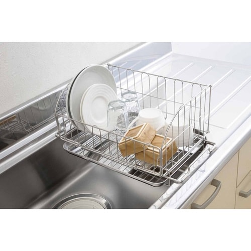 水切りラック スライド式折りたたみ水切りかご