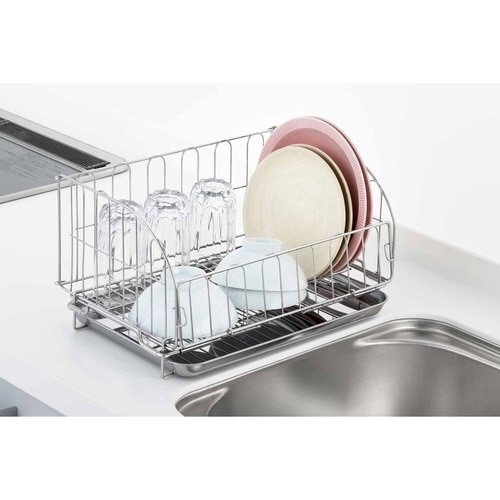 水切りラック スライド式折りたたみ水切りかご