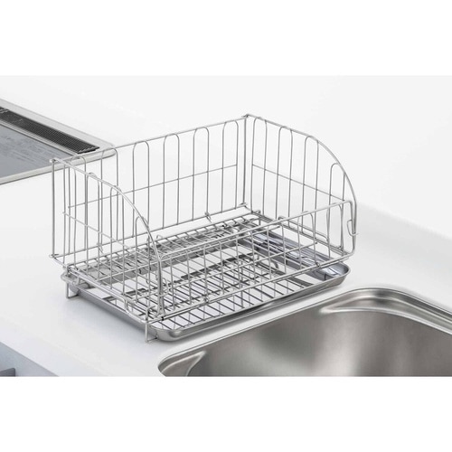 水切りラック スライド式折りたたみ水切りかご