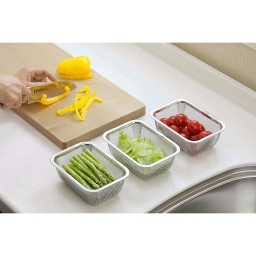 角ザル スタッキングミニ角ざる 3個組