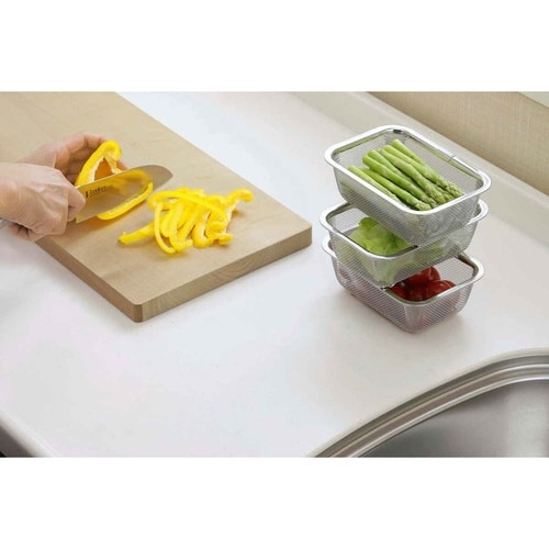 角ザル スタッキングミニ角ざる 3個組