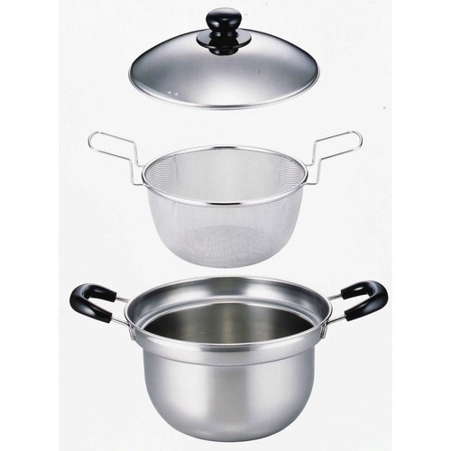 両手鍋3点セット 22cm IH対応 蓋付き