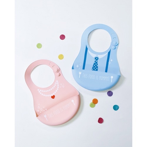 ベビーエプロン シリコンビブ ネックレス ピンク