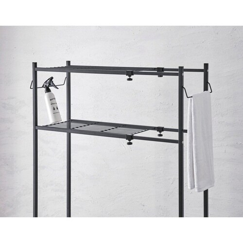 ランドリーラック 角パイプ洗濯機棚 マットブラック