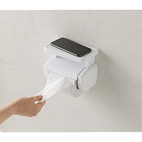 トイレットペーパーホルダー シングル 棚付き
