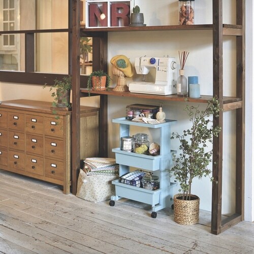 キッチンワゴン テーブルワゴン 3段 ブルー