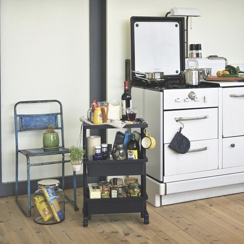 キッチンワゴン テーブルワゴン 3段 ブラック