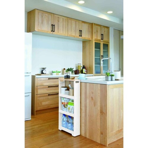 キッチン 隙間収納 キッチンラック 木天板付き