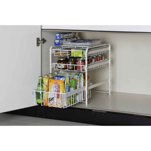 シンク下収納 3段 キッチンラック 幅32cm