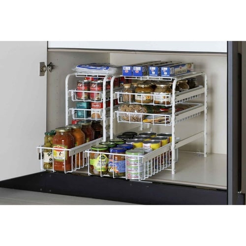 シンク下収納 3段 キッチンラック 幅32cm