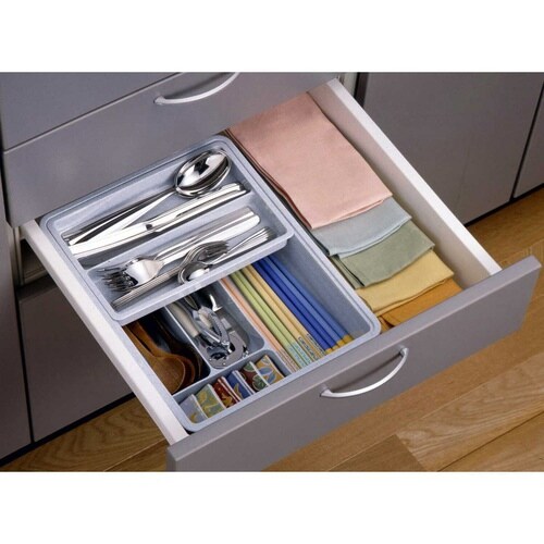 カトラリーケース スライド式抗菌整理トレー グレー