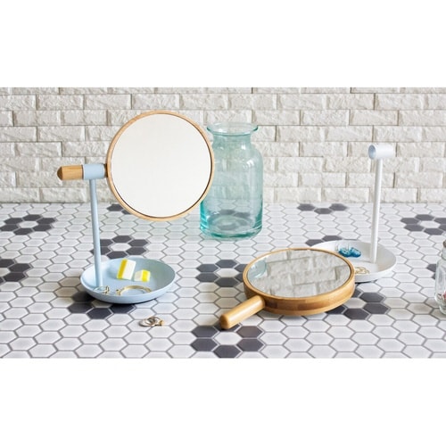 スタンドミラー 両面ミラー ブルー