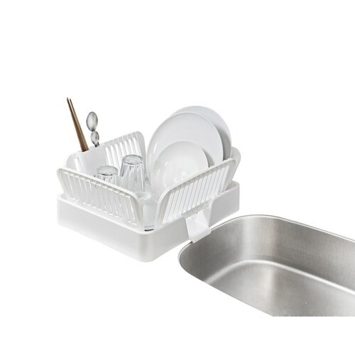 水切りかご 水が流れる スタンド付き ホワイト