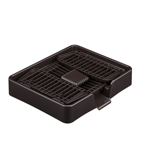 水切りかご 水が流れる スタンド付き ブラウン