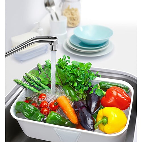 洗い桶 スリット付き コンパクトサイズ ホワイト