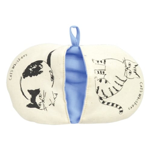 キッチンミトン 鍋つかみ 綿 布製 ネコ柄 ブルー