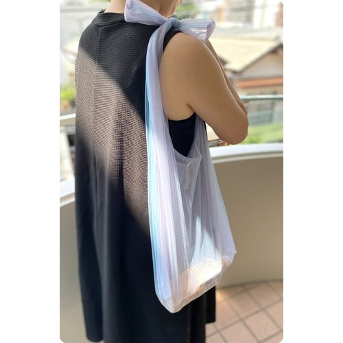 エコバッグ M 軽量 ラベンダー×ライトブルー