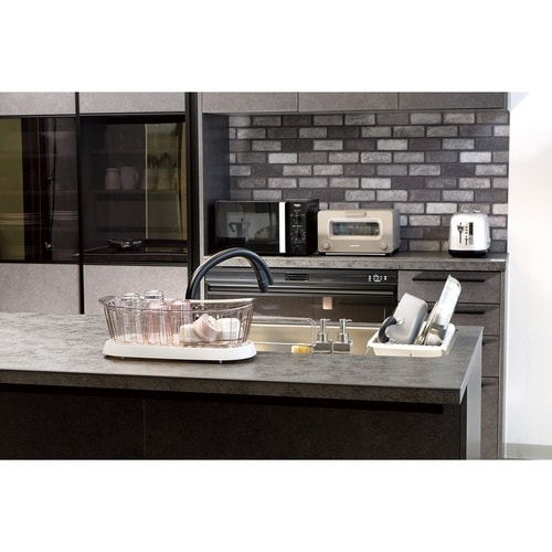 水切りかご スリム 皿を立てやすい ブラウン