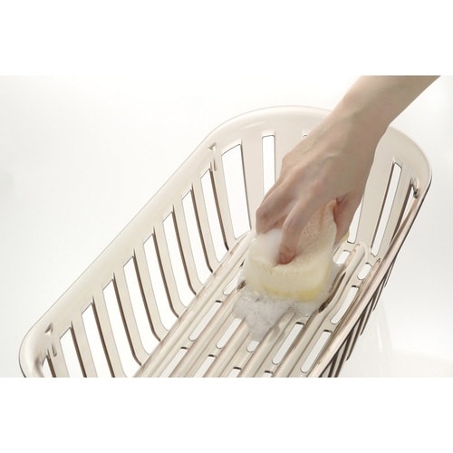 水切りかご スリム 皿を立てやすい ブラウン