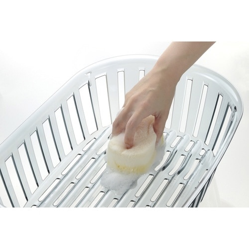 水切りかご M 皿を立てやすい 水切り ブルー