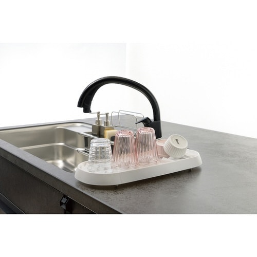 水切りトレイ スリム 自動排水 ホワイト