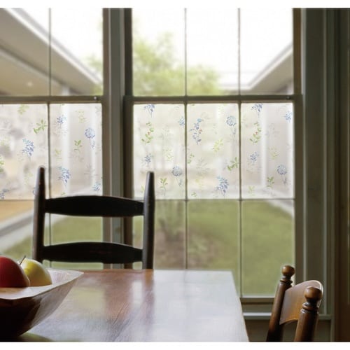 窓 シート 飛散防止 UVカット ブルーフラワー