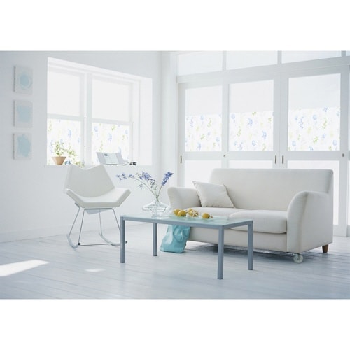 窓 シート 飛散防止 UVカット ブルーフラワー