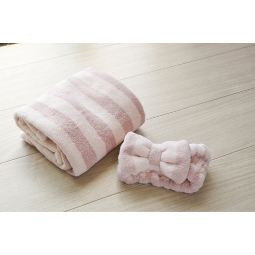 ヘアドライタオル ヘアバンド 2点セット ピンク