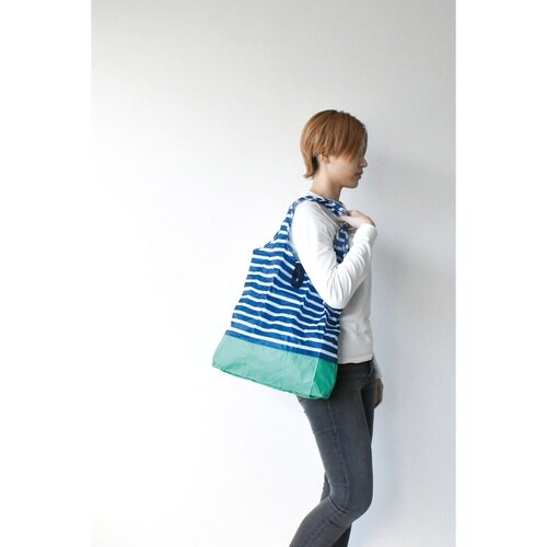 エコバッグ 反射で光るエコバッグ ネイビーボーダー