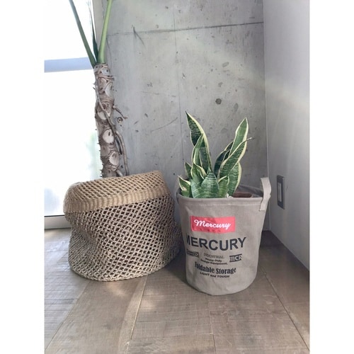 バスケット 直径24×高さ28cm サンドベージュ