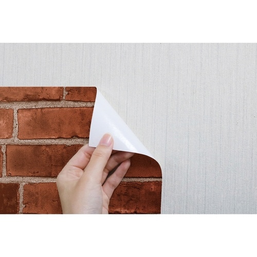 壁紙 はがせる シール レンガ 赤