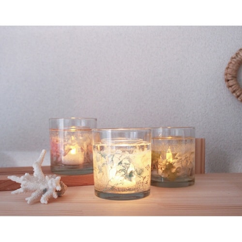 キャンドルホルダー ジェル ハーバリウム ピンク