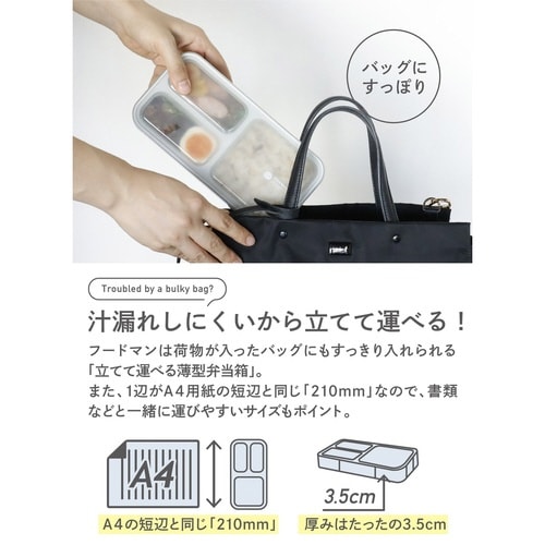 弁当箱 400ml 抗菌 フードマン ライトグレー