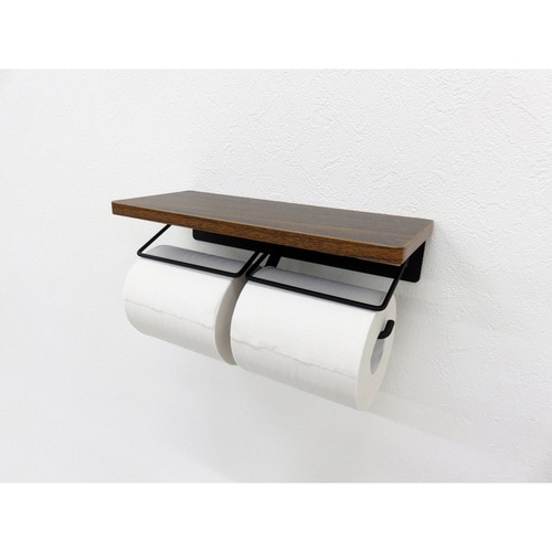 トイレットペーパーホルダー 2連 ウッド&スチール