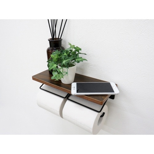 トイレットペーパーホルダー 2連 ウッド&スチール