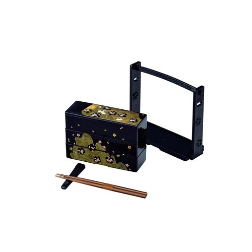 お弁当箱 3段 600ml さくら 野点弁当 黒