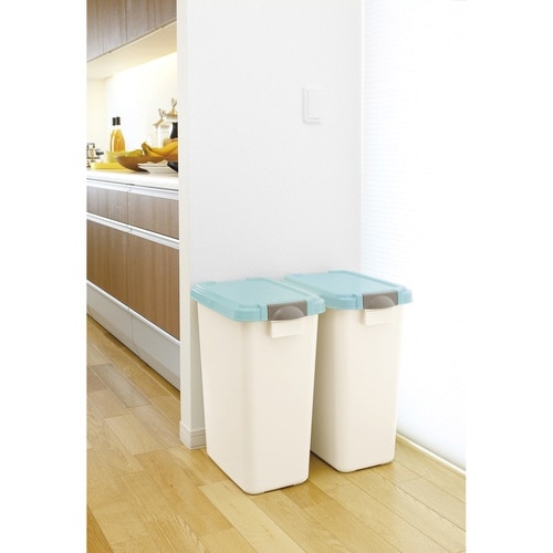 ゴミ箱 42L 屋外兼用 ホワイト×ブルー