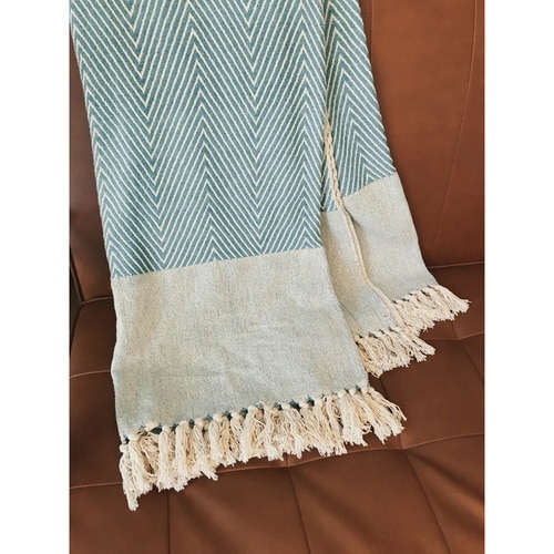 マルチカバー コットンスロー ウェーブ ブルー