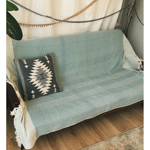 マルチカバー コットンスロー ウェーブ ブルー