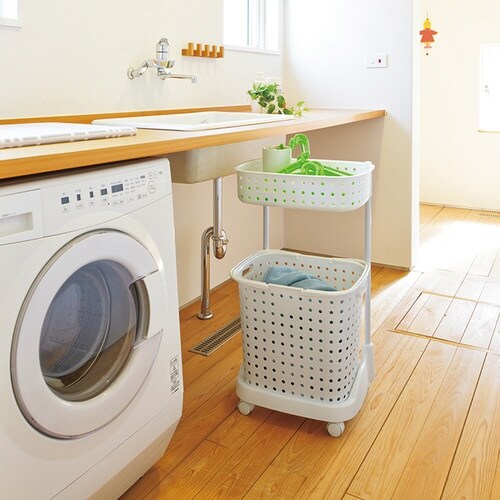 ランドリーバスケット レクエア 2段 ホワイト