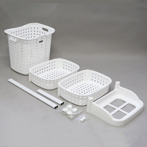 ランドリーバスケット レクエア 3段 ホワイト