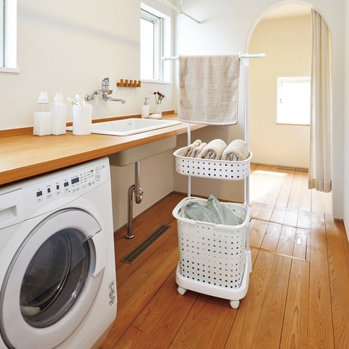 ランドリーバスケット レクエア 2段 ホワイト