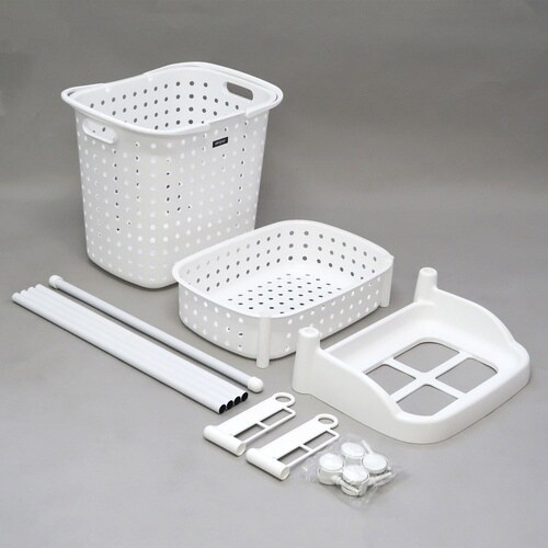 ランドリーバスケット レクエア 2段 ホワイト