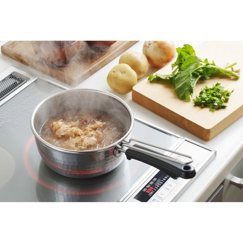 ステンレス雪平鍋用片手ザル 18cm 味壱 日本製