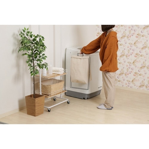 ランドリーバスケット 横型 取手付 アイボリー