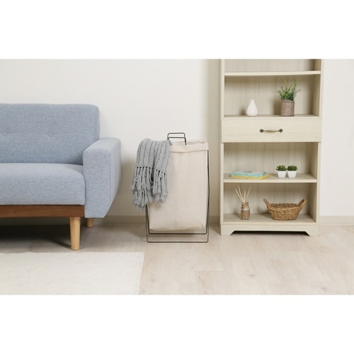 ランドリーバスケット 横型 取手付 アイボリー