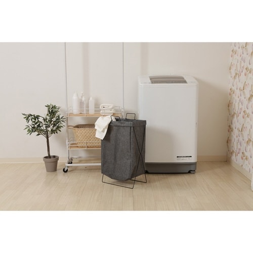 ランドリーバスケット 横型 取手付 グレー