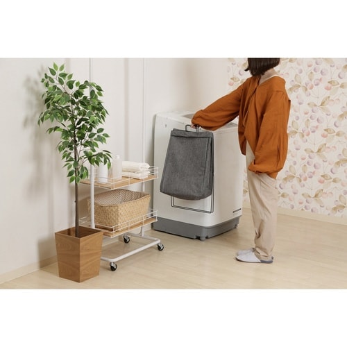 ランドリーバスケット 横型 取手付 グレー