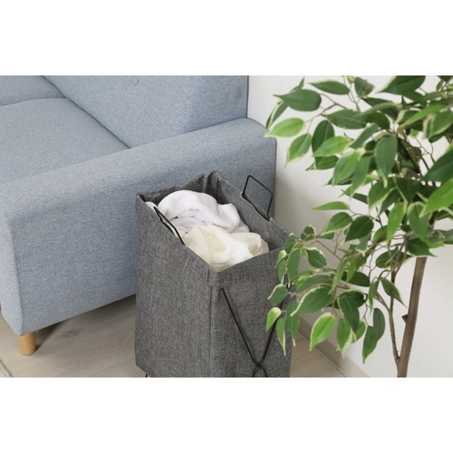 ランドリーバスケット 横型 取手付 グレー